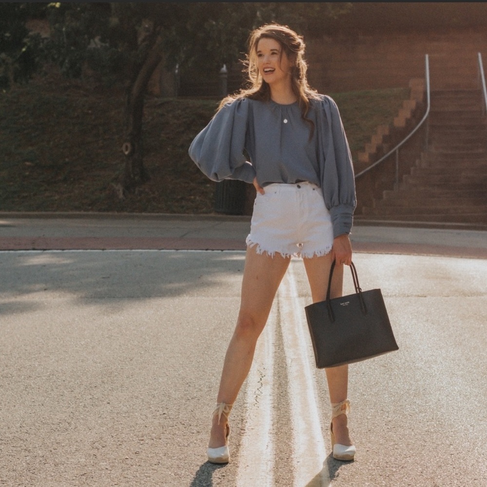 Express Blue Puff Sleeve Shirt